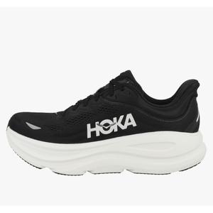 Hoka Bondi 9 Men's Cushioned Road Running Shoe Trainers, Black/White, Size USA 9.5D