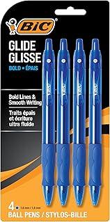 6 x BIC Glide Bold Blue Ballpoint Pens, Bold Point (1.6mm), 4-Count Pack, Retractable Ballpoint Pens With Comfortable Full Grip