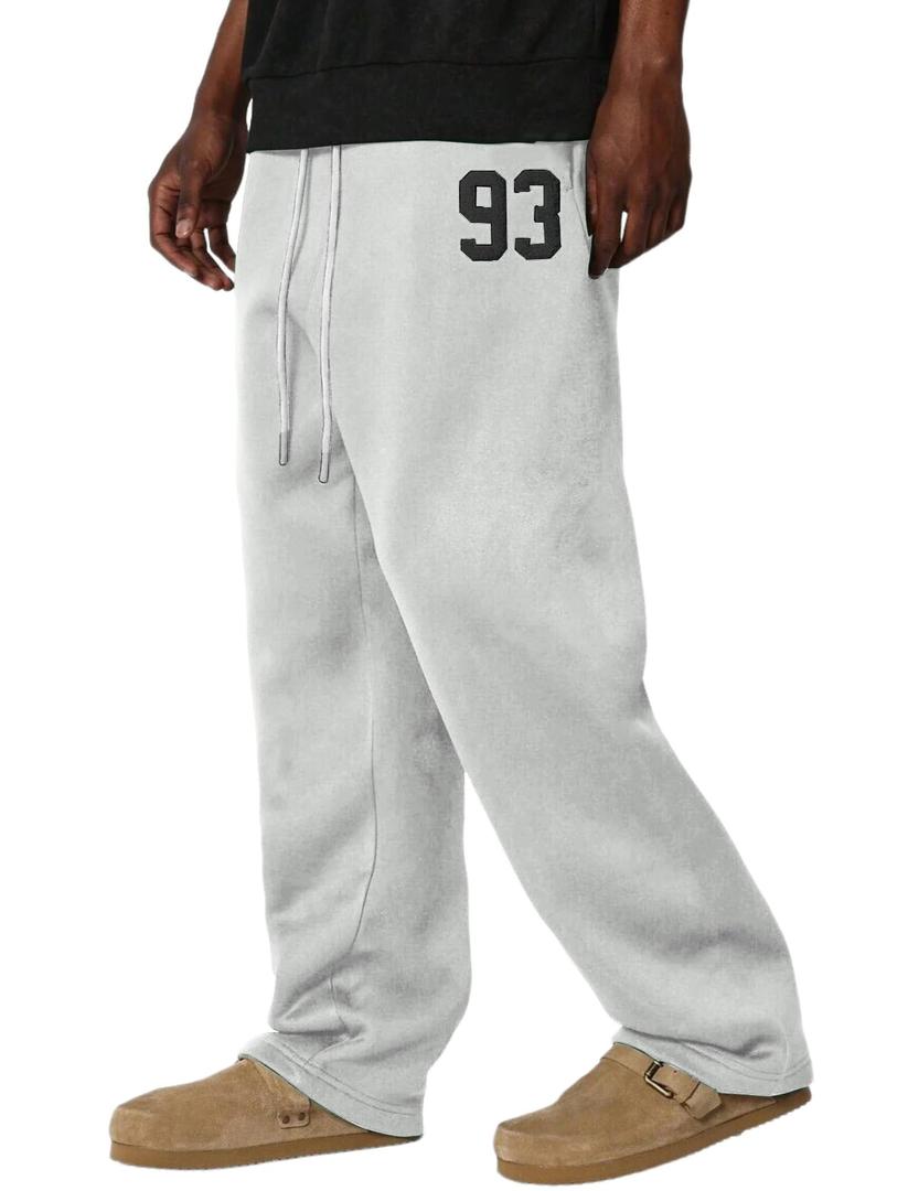 ZAFUL Men's Baggy Casual Pants Letter Graphic Sweapants Drawstring Lounge Straight Leg Track Pants with Pockets(1-Grey, XLarge)