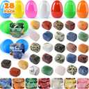 28 Pack Prefilled Easter Eggs with Gemstones Inside - Easter Eggs Filled with Natural Gems Crystal for Kids Easter Egg Hunting Party Favors