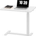 Sweetcrispy Overbed Bedside Table with Wheels, Adjustable Hospital & Home Use Bed Table, Rolling Laptop Table, Mobile Standing Desk, White, Size: 27.56" x 15.75" x 43.31"