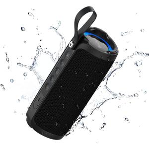 Bobtot Portable Bluetooth Speaker, IPX6 Waterproof Speaker with Punchy Bass, 15W Loud Sound, RGB, 15H Playtime, Dual Pairing for Party, Camping, Beach, Black