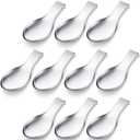 Nuanchu 10 Pcs Stainless Steel Spoon Rest Spatula Ladle Holder Spoon for Stove Top Heavy Duty Spatula Holder for Countertop Dishwasher Safe Utensil Rest for Kitchen, 3.8 x 9.6" (Silver)