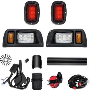 Golf Cart Deluxe Light Kit for Club Car DS 12V Street Legal Golf Cart Upgrade Headlight Taillight Kit for DS LED Light 1993 up with Turn Signals Hazard Light Switch Horn Brake Pad