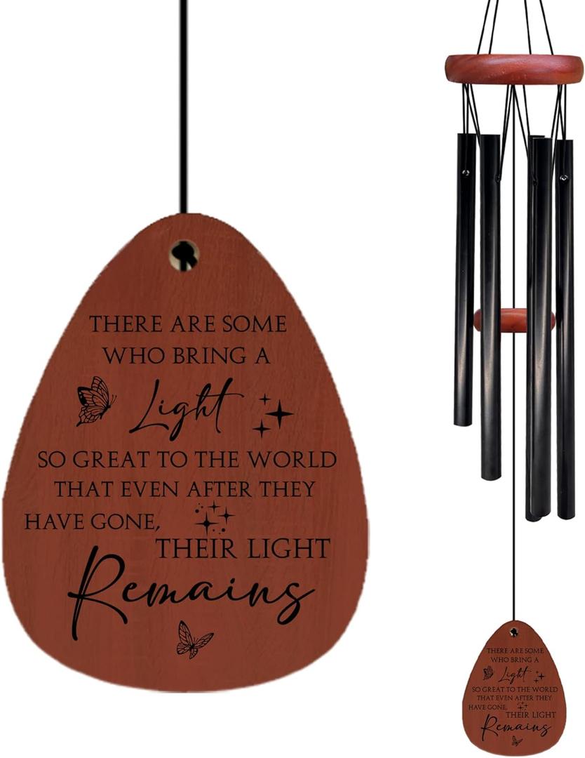 Memorial Gifts Wind Chimes, Memorial Wind Chimes for Loss of Mom Dad Friends, in Memory of WindChimes for Outside, Their Light Remains Sympathy Gifts for Loss of Loved One 26" Inches