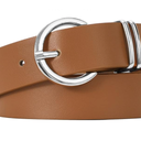 VONMELLI 1 Pack Women's Leather Belts for Jeans Dresses Fashion Gold Buckle Ladies Belt