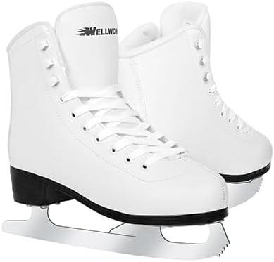 Figure Ice Skates for Women Girls and Boys, Lace-Up Adult Figure Skate Ice Hockey Skates for Outdoor and Skating Rink, Figure Ice Skate Shoes Size 5 6 7 8 9 10 11 and Youth 2Y 3Y (White), US Women's 7/ Men's 6