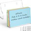 Dunzoom 2 Pack 5x8 Index Card Holder, 2-in-1 Desk & Wall Mounted Acrylic Index Card Display Stand, Includes Screws & Anchors, Clear Flash Notecard Organizer for Classroom, Office & Study