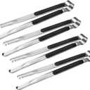4 Pack Premium Stainless Steel Kitchen Tongs, Serving Tongs for Cooking, XEVOM Metal Food Tongs with Non-Slip Grip, Heat Resistant Grill Tongs 10 inch