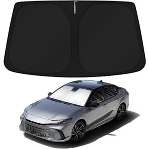 KUST Windshield Sun Shade for 2025 2026 Toyota Camry (Hybrid LE SE XLE XSE) Accessories 4 Layers Car Sunshade for Front Windows Shade Custom Fit Camry Sun Visor 260T Retractable Blocks Shade UV Rays