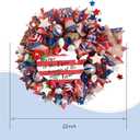 22-inch Patriotic Wreath American map Wreath for Front Door Independence Day Decor Red White Blue Flashing Ball Bow Gauze net with Christmas Ribbons Decor Memorial Day Home Decor