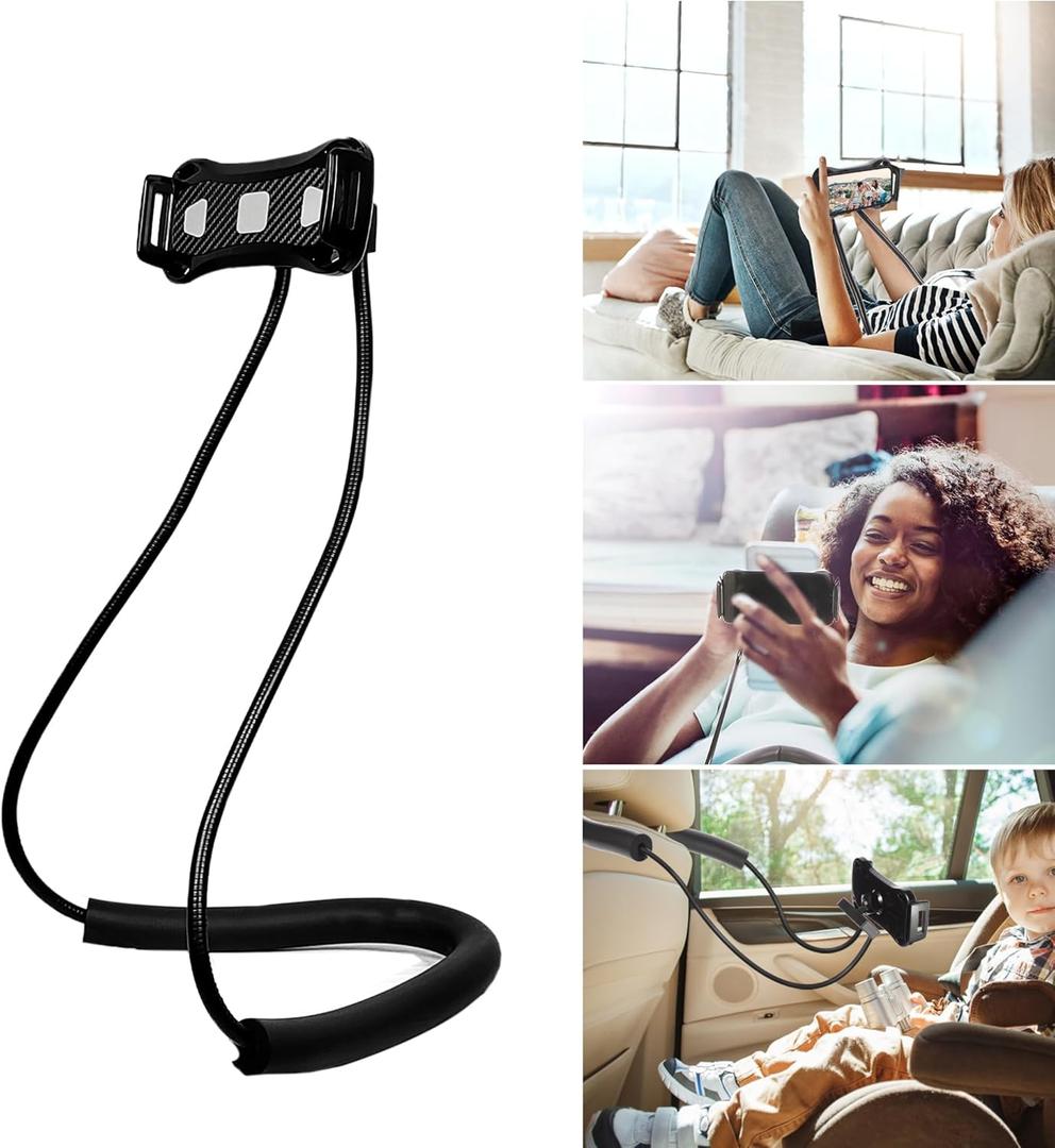 Lazy Neck Phone Holder,Cell Phone Stand for Bed Around Neck,Hand Free Flexible Tablet Holder for Bed (Spring Tube - Soft)
