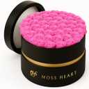 50 Petite Preserved Roses, Designer Round Box, Real Forever Roses Last 1+ Year, Premium Gift for Women, Wife, Girlfriend, Mothers Day, Birthday, Anniversary, Valentines Day (Hot Pink)