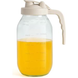 YORY 2 Quart Glass Pitcher with Filter Lid Airtight Cold Water Jug for Lemonade Tea Juice Milk Iced Coffee Fruit Drinks Airtight,64 oz