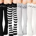 Geyoga 4 Pairs Knee High Fuzzy Socks for Girls Soft Warm Plush Soft Long Cozy Winter Socks for Christmas Winter Gifts