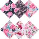 6PCS Thickened Glasses Cleaning Cloth Elegant Flower Design Microfiber Cleaning Cloth, Multi-Colored Eyeglass Lens Cleaning Cloths, Soft Wipes for Reusable Eyeglass and Phone Screens (Peony)