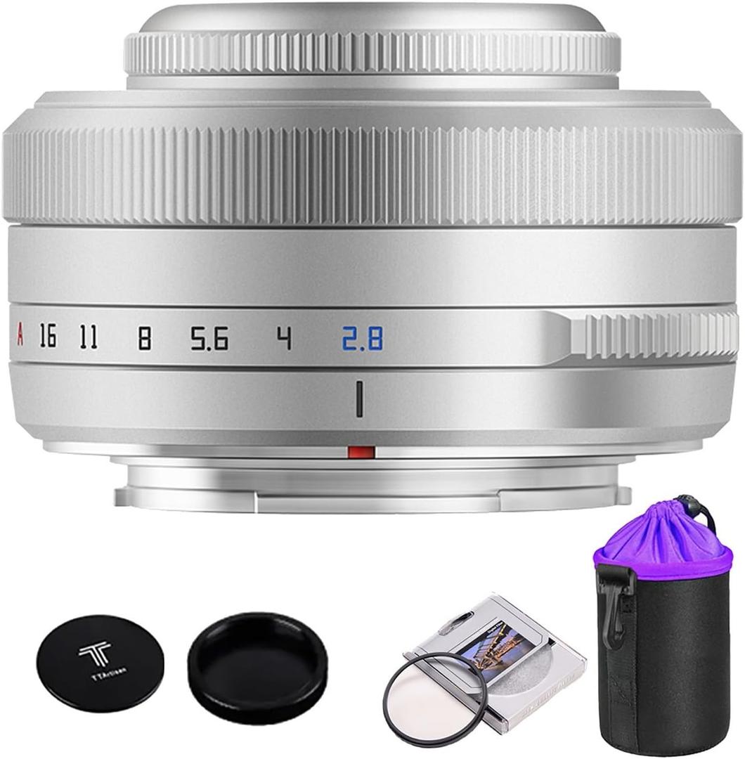 TTARTISAN AF 27mm f2.8 APS-C Frame Lens Ultra-Compact Pancake Lens for Fuji X Mount Cameras for Fujifilm XS10 X-E4 X-T10 X-T20 X-T3 X-T4 X-T100 X-T200 X-T30 X-Pro1 X-Pro2 X-Pro3 X-E1-Silver