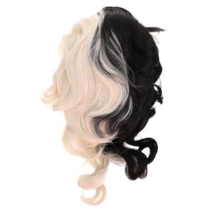 Half Black White Wig Witch Costume Accessory for Women Synthetic High-temperature Fiber Stage Performance Festival Party Halloween Cosplay