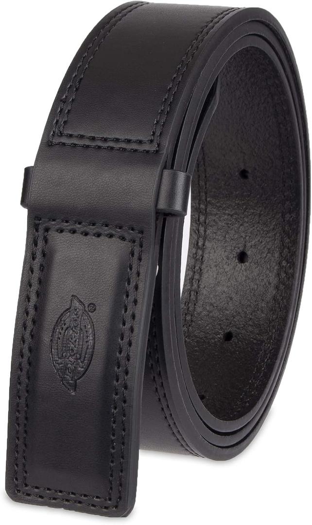 Dickies Men's Dickies Unisex Leather Mechanic No-Scratch Work Belt - Buckleless, Snap-On Belt (Black)