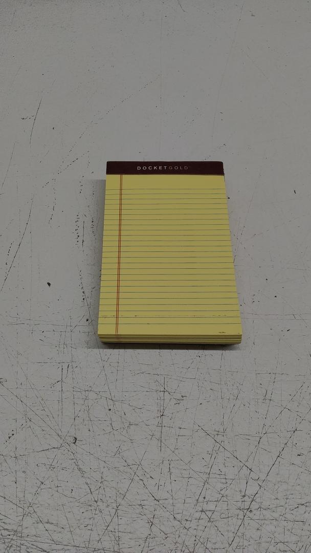 TOPS™ Docket Gold™ Premium Writing Pads, 5" x 8", Jr. Legal Rule, Canary, 50 Sheets Per Pad, Pack Of 5 Pads