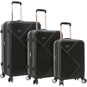 kensie Women's Dawn Hardside Spinner Luggage, Black, 3-Piece Set (20/24/28)