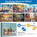 6 Packs 36 Large Piece Puzzle for Seniors,Dementia Alzheimer's Products Activities for Elderly Adults,Easy Puzzle Alzheimers Memory Cognitive Game Gift for Patient in Nursing Home with 6 Storage Bags