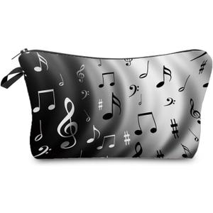 Musical Note Makeup Bag Cute Makeup Bag Travel Toiletry Zipper Pouch Music Gift for Music Lovers Musical Note Makeup Bag for Girls Musicians (hz3595)