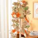 2 x SUQ I OME Fall Maple Leaf with Pumpkin Garlands forHalloween Thanksgiving Day Party Art Decor