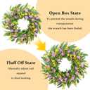 Spring Summer Wreaths for Front Door,22 Inch Artificial Purple Tulip Wreath with Wildflowers,Eucalyptus Leaves for Indoor Outdoor Wall Porch Festival Farmhouse Home Holiday Decor.