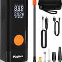 Moyidea Tire Inflator Portable Air Compressor, Fast Cordless Air Pump with LED Light, 12V Power Electric Tire Pump with Digital Gauge Pressure for Car tires, Motorcycle, Bike, Ball -with Storage Bag (Black-with Bag)