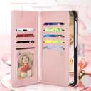 Fingic for Samsung Galaxy S23 FE Case Wallet for Women Girls[with 9 Card Holders] Marble Rose Gold PU Leather Detachable Wrist Strap Fullbody Slim Shockproof Phone Case for Samsung Galaxy S23 FE,2023