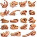 19Pcs 1.5 Inch Mini Resin Animal Skull Heads, Bearded Dragon Tank Accessories, Alien Animal Skulls Figurines, Mini Skulls for Crafts Halloween Landscape Decor (Brown), 138032-034