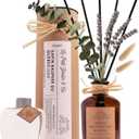 Reed Diffusers - Oil Sticks Diffuser Set with Real Dried Flowers - Reed Diffusers for Home, Bathroom & Office | Air Freshener Fragrance Sticks for Shelf Decor & Gifts by Le Petit Jardin & Co. (Lavender & Eucalyptus)
