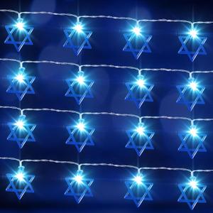 Baquler 2 Strings Hanukkah String Lights, 20 Feet 40 LED Battery Operated Star of David String Lights Indoor Chanukah Decoration for Christmas Menorah Jewish Passover Rosh Hashana Party Decor(Star)