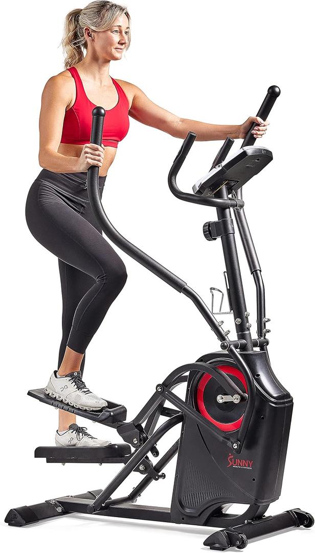 Sunny Health & Fitness Cardio Climber Stepping Elliptical Exercise Machine for Home with 8 Levels of Magnetic Resistance, Performance Monitor, Full Body Workout (Black)