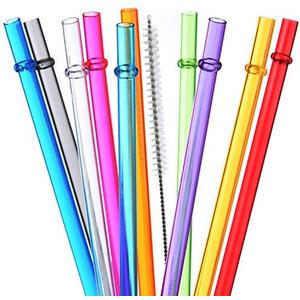 ALINK 10.5 in Long Reusable Plastic Straws with Brush, Tritan Hard Plastic Tumbler Straws, 10 Rainbow Colored Replacement Straw for 16 OZ 20 OZ 30 OZ Stanley, YETI, Starbucks Tumblers, Mason Jars