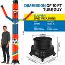 Inflatable Tube Man with Blower Fan 12 inch, 10 ft Wacky Soccer Men Inflatable Tube Guy for World Cup Decorations/Commercial Activities/Outdoor Decoration