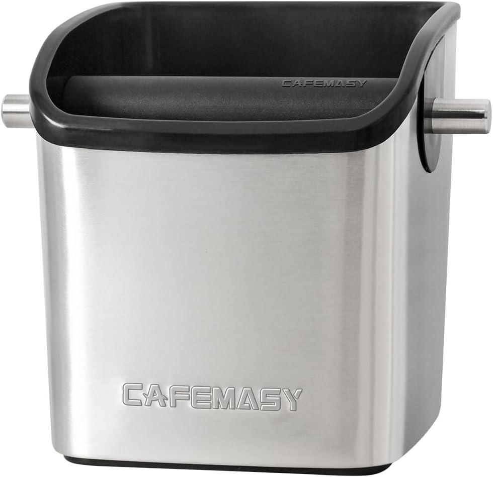 Espresso Puck Knock Box Accessories - Home Use Small Coffee Knock Box Stainless Steel Dump Bin Barista Tools for Espresso Machine Bar Coffee Grounds (Silver)