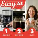 Gourmia Drip Coffee Maker  5 Cup, One-Touch Brew, Pause & Serve, Adjustable 4 Hr Keep Warm, EZ-View Water Window, Black