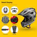 ROCKBROS Kids Full Face Helmet Kids Bike Helmets Lightweight Toddler Mountain Bike Helmet Detachable for MTB BMX Skating Cycling Scooter Safety Bicycle Helmets for Youth Child Boys Girls, Medium