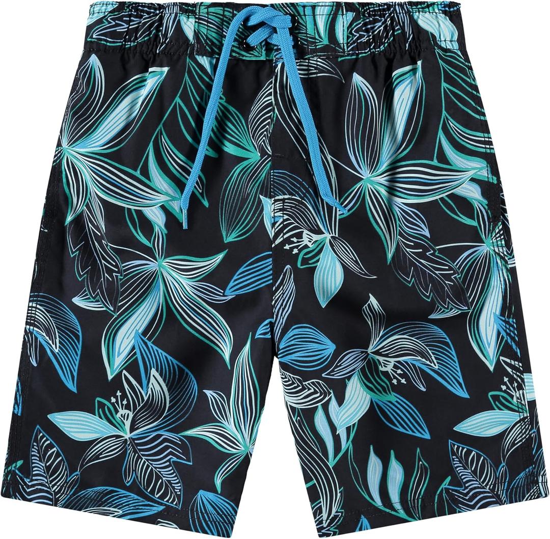 Kanu Surf Boys' Echo Quick Dry UPF 50+ Beach Swim Trunk (10-12, Explore Black/Green)