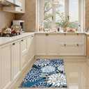 Arenarug 2x3 Washable Small Rug Tropical Botanical Modern Floral Indoor Chenille Door Mat Carpet Non Slip for Patio, Entry Way, Entrance, Porch, Blue