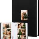 450 Pocket 4x6 Photo Album with Writing Space, Linen Cover, Black