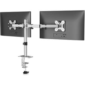 Suptek Dual Monitor Desk Mount, Adjustable Dual Monitor Arm for 2 Monitor Screens up to 38 inch, Extra Tall 15.75" Pole Monitor Stand for Desk, Holds up to 22 lbs, Silver(MD9442MS)
