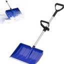 Snow Shovel for Driveway with Ergonomic D-Grip Handle, Large Capacity Wide Blade Snow Shovels with Aluminum Strip Scoop, Portable Plastic Snow Shovel for Garden, Car Garage, Home Sidewalk (Blue)