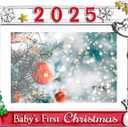 Baby's First Christmas Sentiment Metal Picture Frame for 4x6 Photo Frame HD Glass Display Christmas Decorations (2025 Merry Christmas)