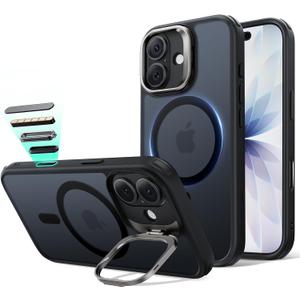 ESR for iPhone 17 Case with Stash Stand, Camera Control Cover Compatible with MagSafe, Military-Grade Drop Protection Magnetic Phone Case, Scratch-Resistant Back Cover,Frosted Black