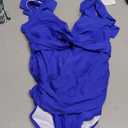 B2prity Women's One Piece Swimsuit Ruffle Slimming Tummy Control Bathing Suit Criss Cross High Waist 1 Piece Swimwear (Medium, Royal Blue)