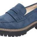 Womens Loafers Shoes Platform Chunky Penny Loafer Lug Sole Comfortable Slip On Work Office Business Casual Dress Shoes, (8, Blue)