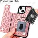 OOK for iPhone 13 Case Wallet with Card Holder, Cute Pink Leopard Cheetah Pattern for Women Girls RFID Blocking 3 Card Slots Kickstand Flip Folio Leather Protective Shockproof Phone Case
